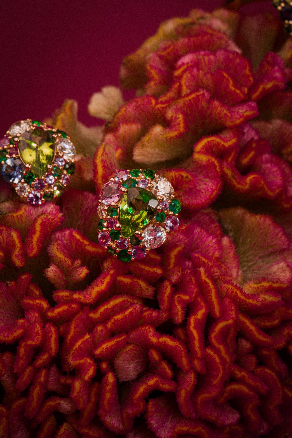 Classic Pear - Green Rose Diamond pair