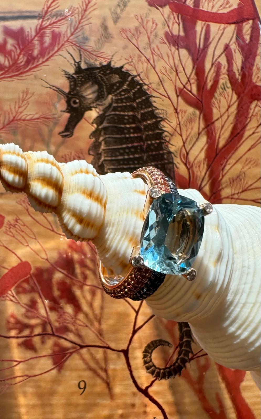 Ranger Solitaires - M - Orange & Aquamarine